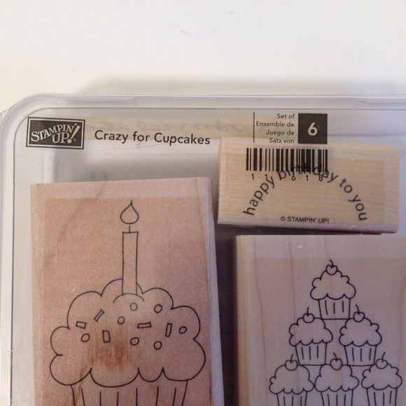 Stampin’ Up! Crazy For Cupcakes Set of 6 Tags New Open Box #111618 Wood Mounted - Picture 10 of 10